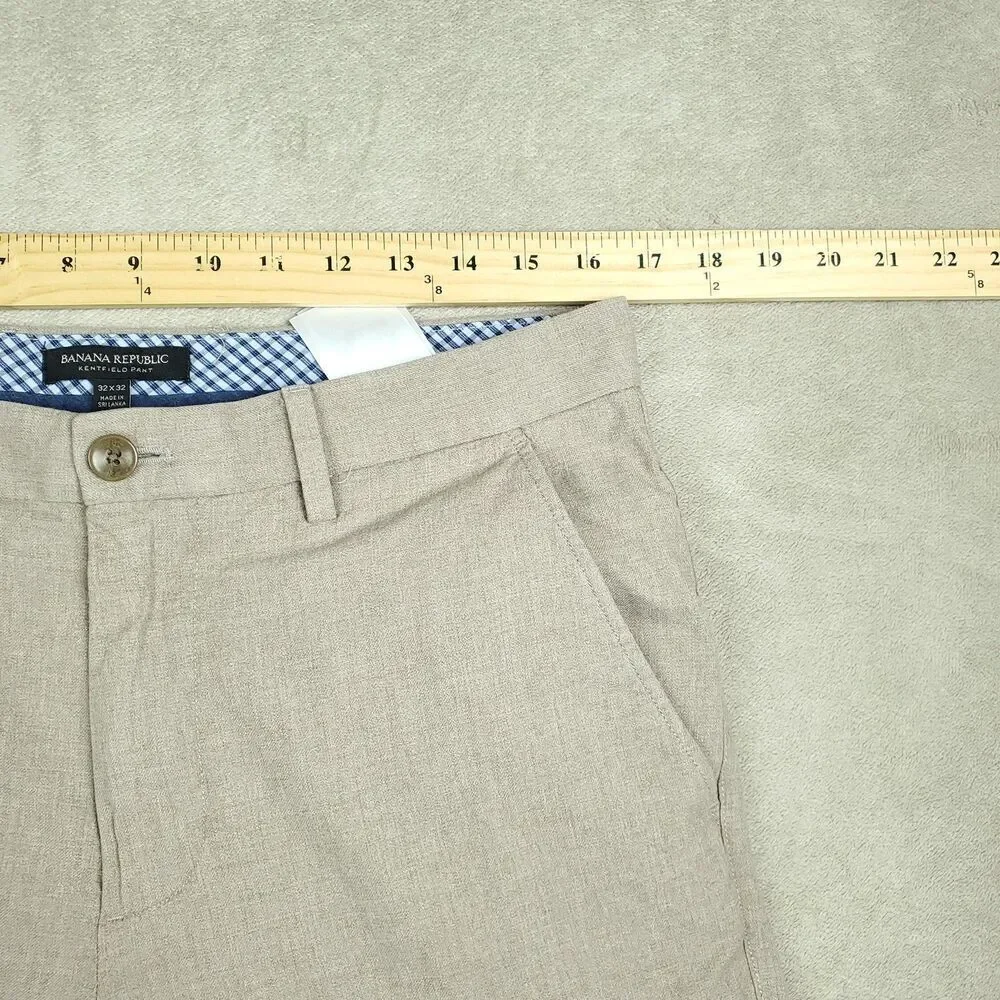 Banana Republic Kentfield Pants Mens 32x32 Beige Slim Fit 100% Cotton Chino
